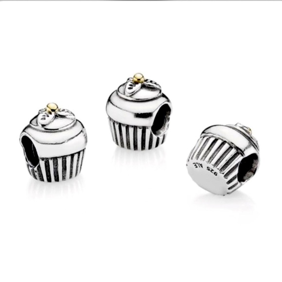 RETIRED Authentic Pandora Cupcake Charm With 14K Gold - Picture 3 of 9
